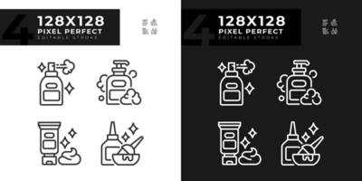 2d Pixel perfekt dunkel und Licht Symbole Pack Darstellen Haarpflege, editierbar dünn Linie Illustration. vektor