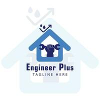 Ingenieur Plus Logo mit Blau Haus vektor