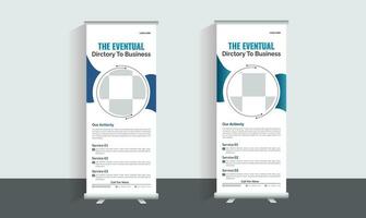 Geschäft rollen oben Banner Stand. Präsentation Konzept. abstrakt modern rollen oben Hintergrund. Vertikale rollen oben Vorlage Werbetafel, Banner Stand oder Flagge Design Layout. Poster zum Konferenz, Forum, Geschäft vektor