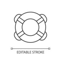 Ringboje lineares Symbol. Lebensretter. runde Schwimmvorrichtung. Unterstützung des Schwimmanfängers. dünne Linie anpassbare Illustration. Kontursymbol. Vektor isolierte Umrisszeichnung. bearbeitbarer Strich