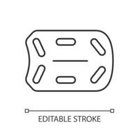 räddningskort linjär ikon. vattenräddningsoperationer. flytanordning. stödja offrets vikt. tunn linje anpassningsbar illustration. kontursymbol. vektor isolerade konturteckning. redigerbar stroke