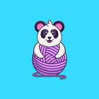 söt panda som leker med ullgarn. djur tecknad koncept isolerad. kan användas för t-shirt, gratulationskort, inbjudningskort eller maskot. platt tecknad stil vektor