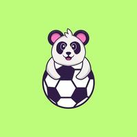 söt panda som spelar fotboll. djur tecknad koncept isolerad. kan användas för t-shirt, gratulationskort, inbjudningskort eller maskot. platt tecknad stil vektor
