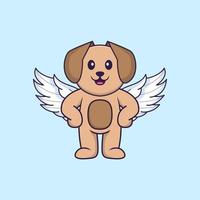 söt hund med vingar. djur tecknad koncept isolerad. kan användas för t-shirt, gratulationskort, inbjudningskort eller maskot. platt tecknad stil vektor