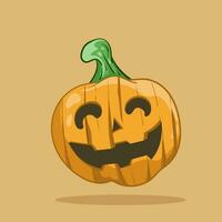 karaktär söt av halloween pumpa höst symbol. platt design. halloween skrämmande pumpa med leende, Lycklig ansikte. orange squash silhuett isolerat på bakgrund vektor