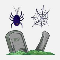 halloween klistermärke. pumpa, skalle, vampyr mun, fladdermus, spöke, skelett, häxa. skriva ut för t-shirt. vektor illustration