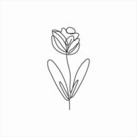 en linje ritning av elegant tulpan blomma. kontinuerlig linjekonst vektor