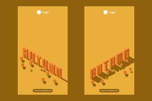 höstsäsong isometrisk illustration för sociala medier status och berättelse vektor