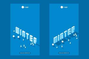 isometrische Illustration der Wintersaison für Social Media Status und Geschichte vektor