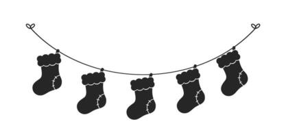 Weihnachten Strumpf Silhouette Girlande Vektor Illustration, Weihnachten Socken Grafik festlich Winter Urlaub Jahreszeit Ammer