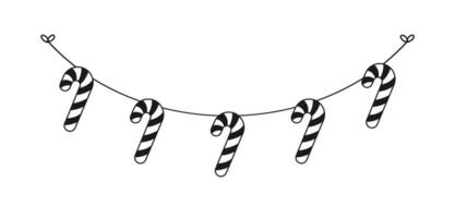 Süßigkeiten Stock Girlande Silhouette Vektor Illustration, Weihnachten Grafik festlich Winter Urlaub Jahreszeit Ammer