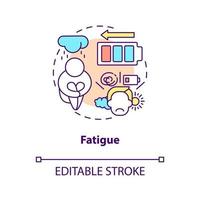 Symbol für Ermüdungskonzept. Müdigkeitsgefühl. menschliche Probleme nach einer Krankheit. Diabetes gibt abstrakte Idee dünne Linie Illustration aus. Vektor isolierte Umriss-Farbzeichnung. bearbeitbarer Strich