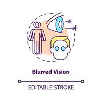 suddig syn koncept ikon. problem med ögonen. medicinsk hjälp. bota synproblem. ser dåligt abstrakt idé tunn linje illustration. vektor isolerad kontur färg ritning. redigerbar stroke