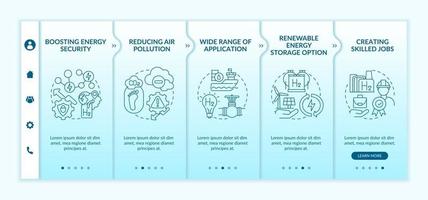 Onboarding-Vektorvorlage der Wasserstofftechnologie-Revolution. Responsive mobile Website mit Symbolen. Webseiten-Walkthrough 5-Schritte-Bildschirme. Farbkonzept für Energiesicherheit mit linearen Illustrationen stärken vektor