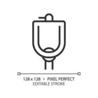 2d Pixel perfekt editierbar schwarz Urinal Schüssel Symbol, isoliert Vektor, dünn Linie Illustration Darstellen Installation. vektor