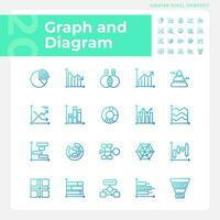 Graf och diagram lutning linjär vektor ikoner uppsättning. data visualisering. information visa. presentation element. tunn linje kontur symbol mönster bunt. isolerat översikt illustrationer samling