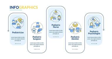 pediatrisk avdelning specialister rektangel infographic mall. data visualisering med 5 steg. redigerbar tidslinje info Diagram. arbetsflöde layout med linje ikoner vektor