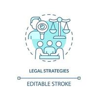 editierbar legal Strategien Blau Symbol Konzept, isoliert Vektor, Lobbying Regierung dünn Linie Illustration. vektor