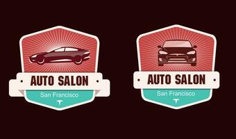 två bil salong ikoner. bil verkstad logotyp vektor