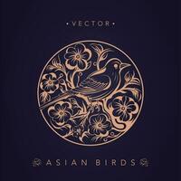 asiatisch traditionell Vogel Muster uralt Chinesisch Blume und Vogel Muster vektor