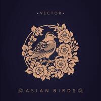 asiatisch traditionell Vogel Muster uralt Chinesisch Blume und Vogel Muster vektor