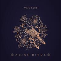 asiatisch traditionell Vogel Muster uralt Chinesisch Blume und Vogel Muster vektor