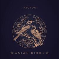 asiatisch traditionell Vogel Muster uralt Chinesisch Blume und Vogel Muster vektor