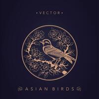 asiatisch traditionell Vogel Muster uralt Chinesisch Blume und Vogel Muster vektor