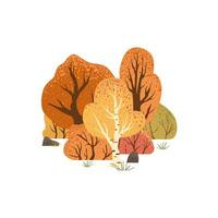 Szene mit Herbst Bäume und Gebüsch. Landschaft Landschaft. isoliert auf Weiß Hintergrund. Herbst Natur. Lager Vektor Illustration