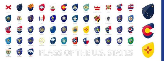 USA stat flaggor i rugby stil. stor rugby ikon uppsättning. vektor