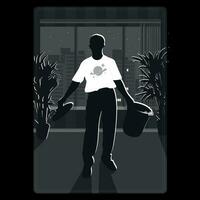 mörk illustration av ett kontor arbetstagare. civil arbetstagare silhuett kort vektor