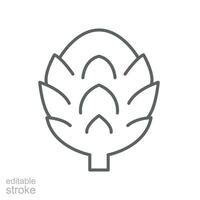 Artischocke Symbol. frisch Diät organisch Natur Gemüse Lebensmittel. Salat Vegetarier gesund, vegan Ernährung. editierbar Schlaganfall. Gliederung Stil Piktogramm. Vektor Illustration. Design auf Weiß Hintergrund. eps 10