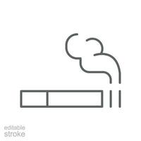 rökning ikon fast stil. cigarett för rök område förbjuda logotyp. tobak och cigarr är tillåten zon varning. redigerbar stroke. vektor illustration. design på vit bakgrund. eps 10