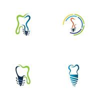 dental implantera logotyp design begrepp vektor, dental vård logotyp mall vektor