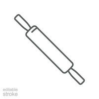 rollen Stift Symbol, Bäcker Symbol. Teig Mehl hölzern rollen Stift Kolben. Küche Utensil zum Kochen Essen und Bäckerei. Gliederung Stil editierbar Schlaganfall Vektor Illustration Design auf Weiß Hintergrund. eps 10