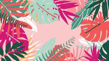 Tropenwald-Art-Deco-Tapete. Blumenmuster mit exotischen Blumen und Blättern, geteilte Philodendron-Pflanze, Monstera-Pflanze, Dschungelpflanzen-Linienkunst auf trendigem Hintergrund. Vektor-Illustration. vektor