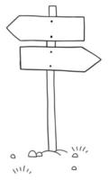 Cartoon-Vektor-Illustration des Straßenschildes mit zwei verschiedenen Richtungen vektor