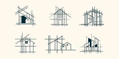 byggnad unik logotyp uppsättning , modern, begrepp , verklig egendom, premie vektor