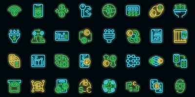 Währung Umwandlung Symbole einstellen Vektor Neon-