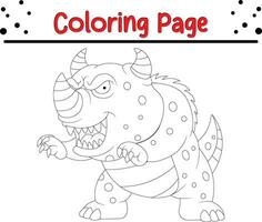 söt tecknad serie monster färg sida. barns svart och vit illustration. vektor