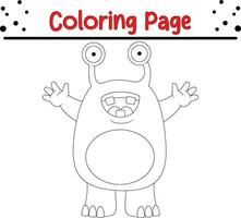 söt tecknad serie monster färg sida. barns svart och vit illustration. vektor