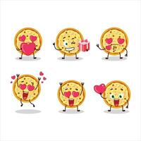 Marinara Pizza Karikatur Charakter mit Liebe süß Emoticon vektor