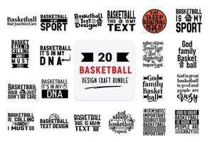 Craft-Design-Bundle mit Basketball-Schriftzug-Zitaten. vektor