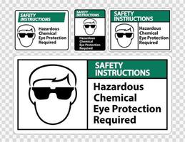 säkerhetsinstruktioner farligt kemiskt ögonskydd krävs symbol tecken isolera på transparent bakgrund, vektorillustration vektor