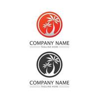 Palme Sommer Logo Vorlage Strand und Ozean Logo Design und Welle vektor