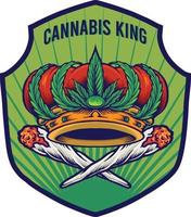 cannabis king crown badge premium vektor