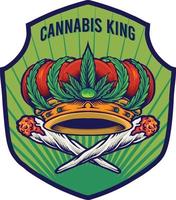 Cannabis King Crown Abzeichen Premium vektor