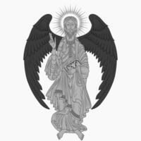 vektor design katolik ängel innehav en bibel, kristen konst från de mitten åldrar