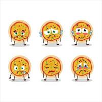 griechisch Pizza Karikatur Charakter mit traurig Ausdruck vektor