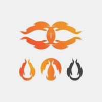 Feuer- und Flammenlogo-Design und Vektor-heißes Zeug orange flammendes Symbol-Set-Design-Illustrationsobjekt vektor